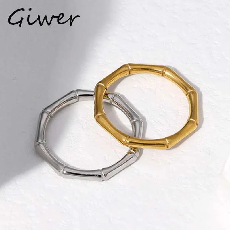 Band Rings Fashion Minimalist Ring for Women Simple Bamboo Knot Ring Versatile Decorative Aesthetic Party Jewelry Stainless Steel Rings 240125