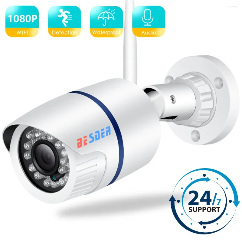 P2P Wifi telecamera registrazione audio IP wireless allarme cablato CCTV proiettile esterno con slot per scheda SD Max 128G