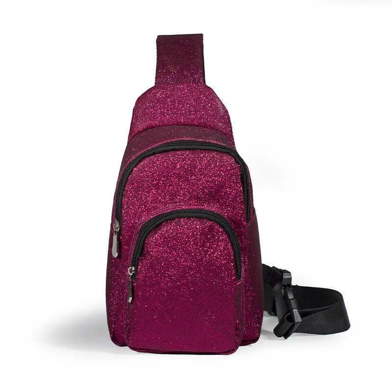 Heuptassen Nieuwe glitterborsttas met meerdere zakken Crossbody Eén schouder Outdoor Vrije tijd opbergtas Heren- en damesmode Sport Trendy tas