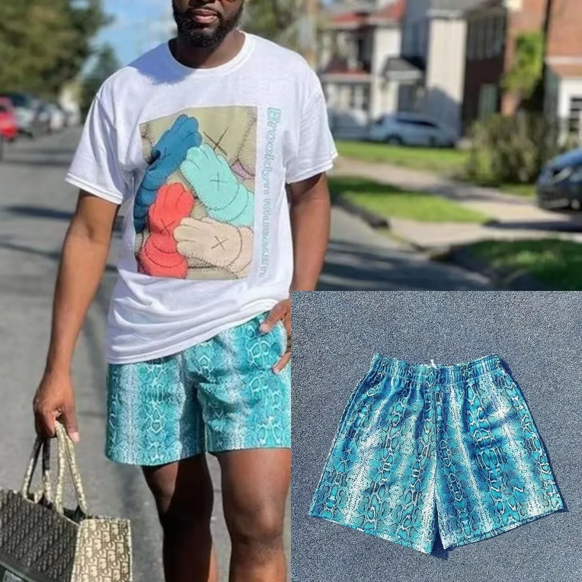 Shorts für Männer, Straßenkleidung, Hip-Hop, lässig, lustig, lustig, Stickmuster, elastisch, Quaste, heiße Welle, Strandhose, Jogginghose, trendig, reine Baumwolle, Unisex, Netzstoff, atmungsaktiv