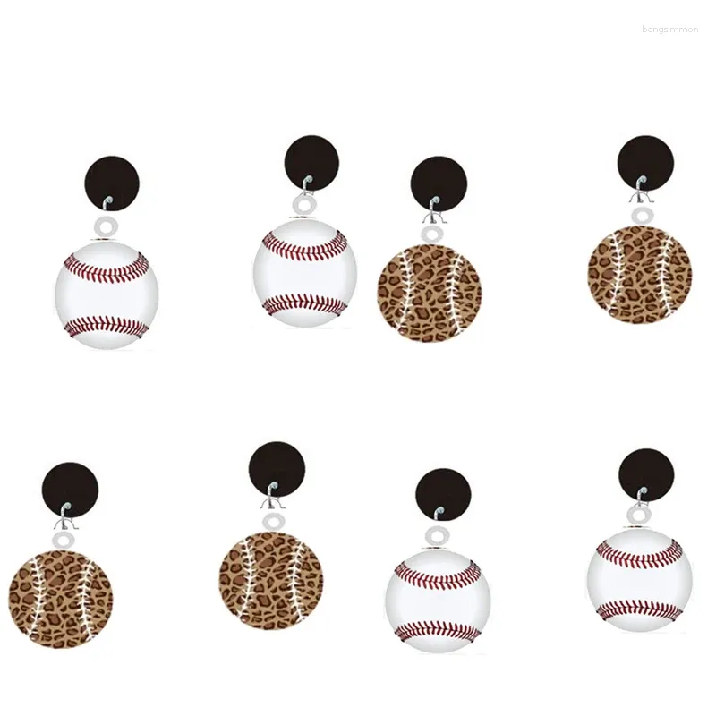Dingle örhängen 2024 Leopard baseball akryl örhänge för kvinnor släpp smycken sport söt flickor julklapp