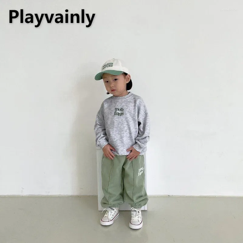 Kleidung Sets Koreanischen Stil Frühling Herbst Baby Mädchen Jungen Sport Casual Set Brief Drucken Oansatz Sweatshirts Jogger Hosen Geboren Kleidung E8356