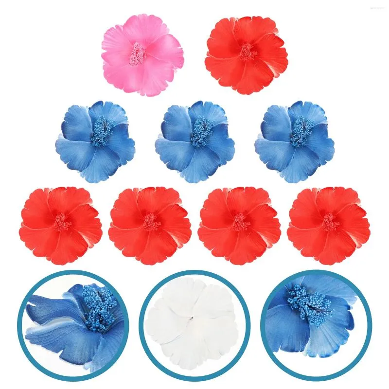 Bandanas 9 pièces décor fleur pinces à cheveux Plumeria fleurs hawaïennes pour décorations en épingle à cheveux vacances