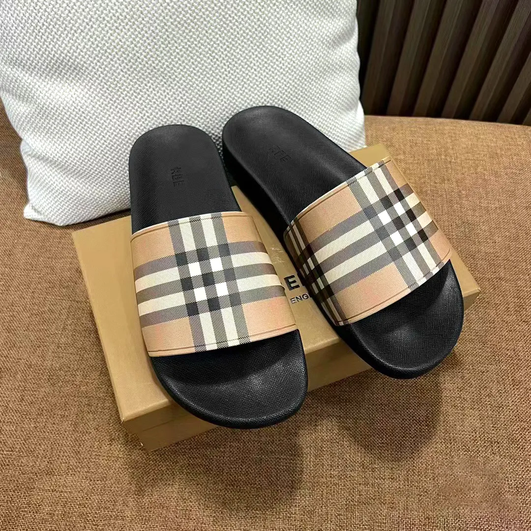 utomhus gummi toffel casual skor vintage tartan sandale män vintage loafers lyxig platt mule glid sommar resor sandal kvinnor pool designer skon skjutreglage soligt