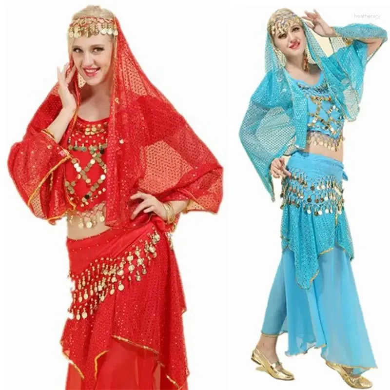 Scena zużycie 4 -częściowy zestaw dla dorosłych Bollywood Dance Costume Belly for Women szyfonowy garnitur Kobieta