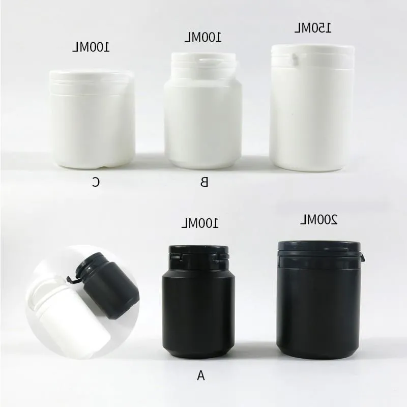 Bouteilles pharmaceutiques blanches solides de pilule de HDPE de 30 X 100 ml 150 ml 200 ml pour l'emballage de récipient de capsules de médecine avec le joint inviolable Loulj