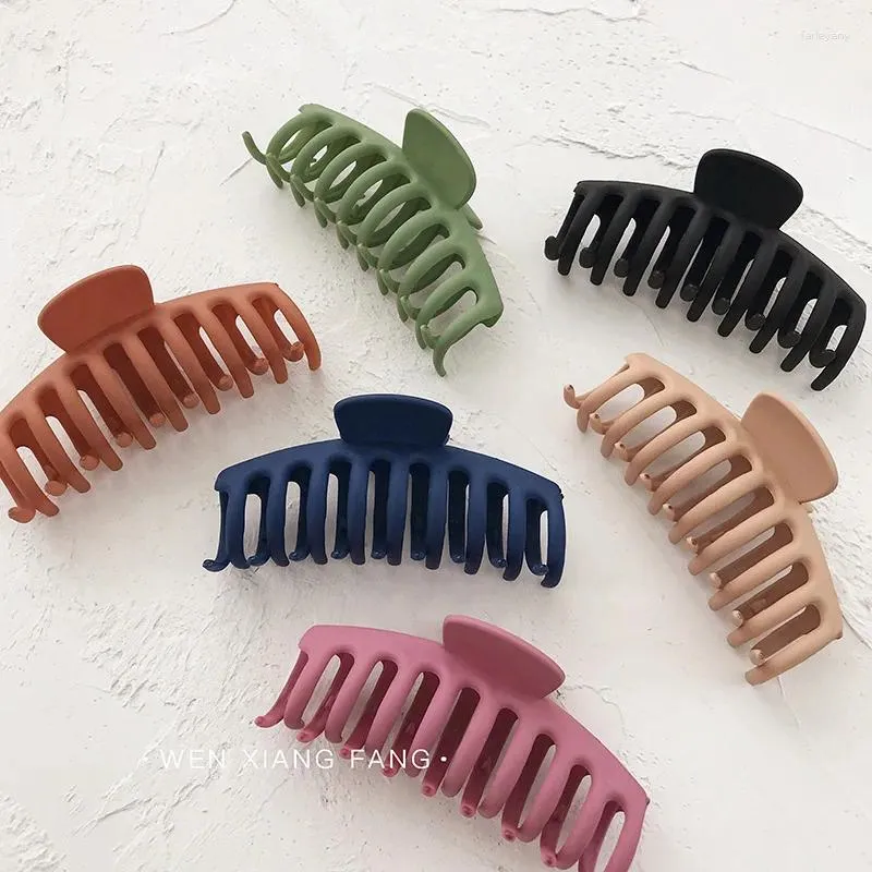 Grampos de cabelo cor acrílico aperto clipe simples oval oco leopardo caranguejo para mulheres maquiagem acessórios de banho