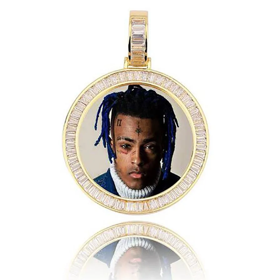 14K Gold Custom Made Memory Picture Po Hanger Iced met 18 20 24 Touw Ketting Ketting Zirkoon Bling Mens Hip h196u