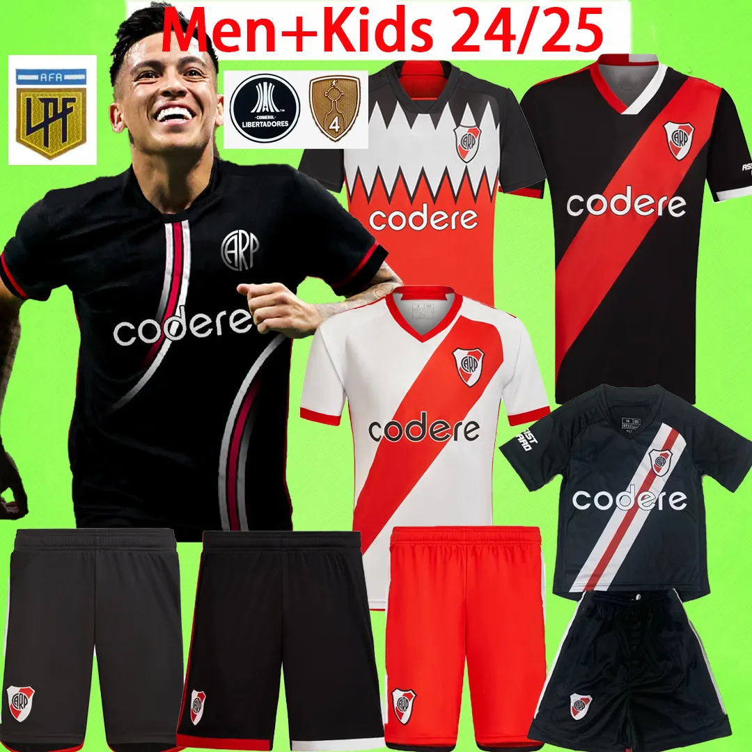 Tredje 2024 2025 River Plate Soccer Jerseys Men Set Kids Kit 23 24 25 Camiseta de Futbol de la Cruz Beltran Borja Solari Simon Football Shirt Fans Player Version Version