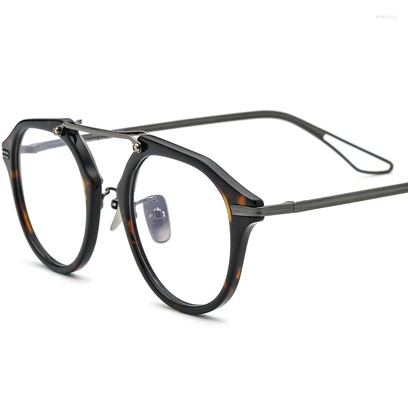 النظارات الشمسية إطارات الرجال الفاخرة B التيتانيوم فردي ins نمط Round Frame Eyeglasses Women Brand Designer Acetate Optical Myopia Lenses