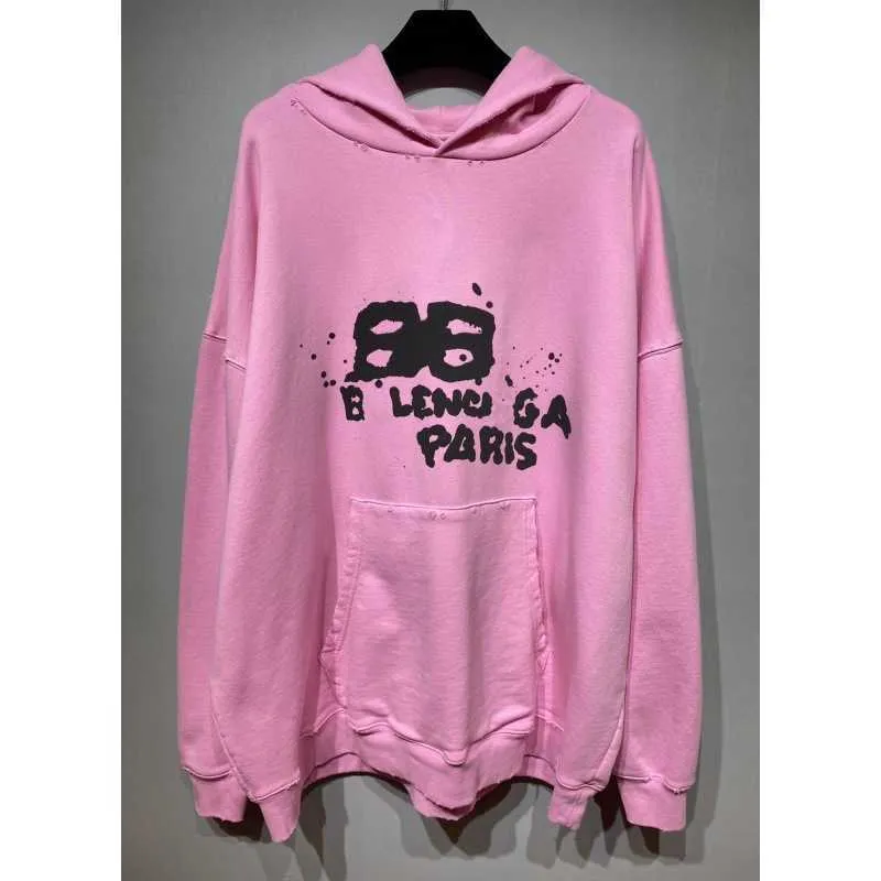 Herenhoodies Sweatshirts Hoge versie Lente Nieuwe b Family Blcg Graffiti Letter Print Heren en dames trui met capuchon