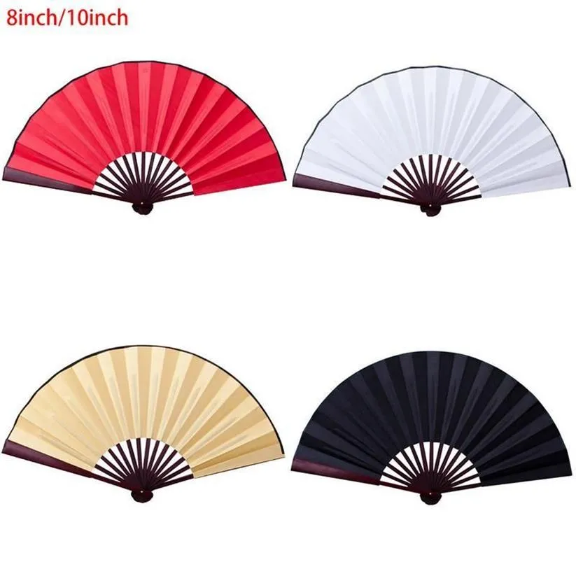 8 Inch 10 Inch Zijden Doek Blank Chinese Vouwventilator Houten Bamboe Oudheid Vouwventilator Voor Kalligrafie Schilderij Geschenken Voor Guest259n