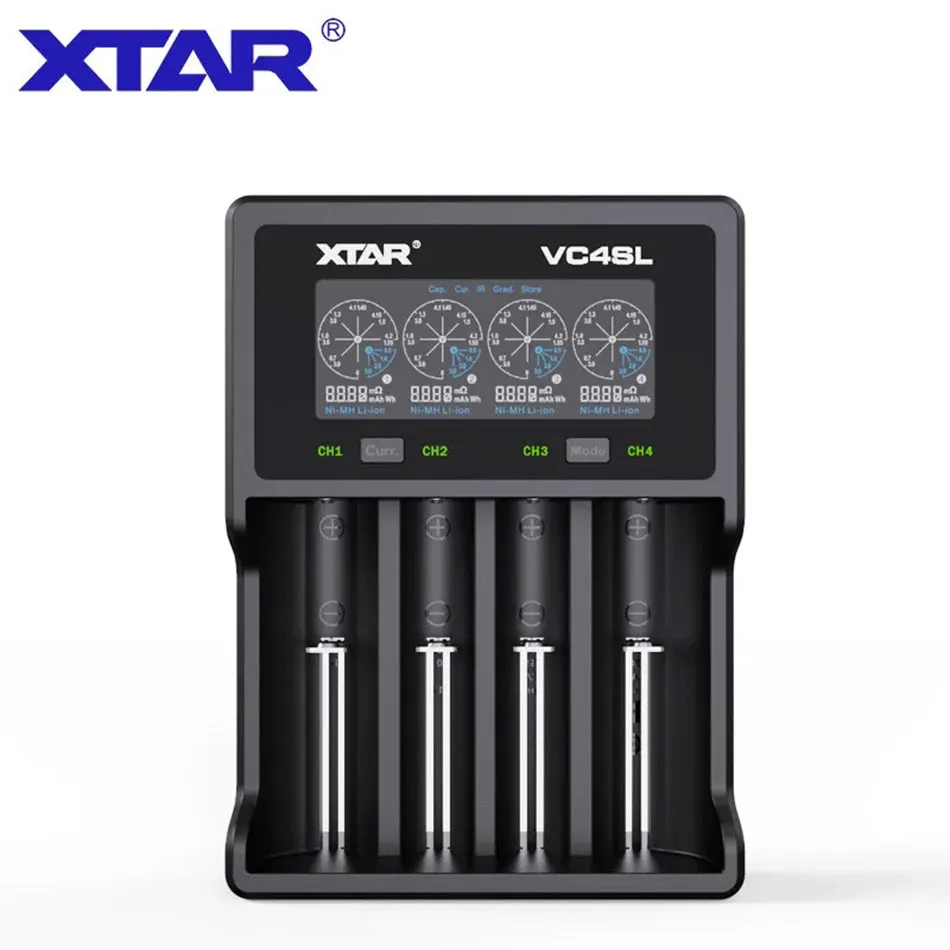 Carregador de bateria XTAR VC4SL VC4 QC3.0 Carregamento rápido MAX 3A 1A / 3,6V 3,7V 1,2V AAA AA 18650 Carregadores de baterias