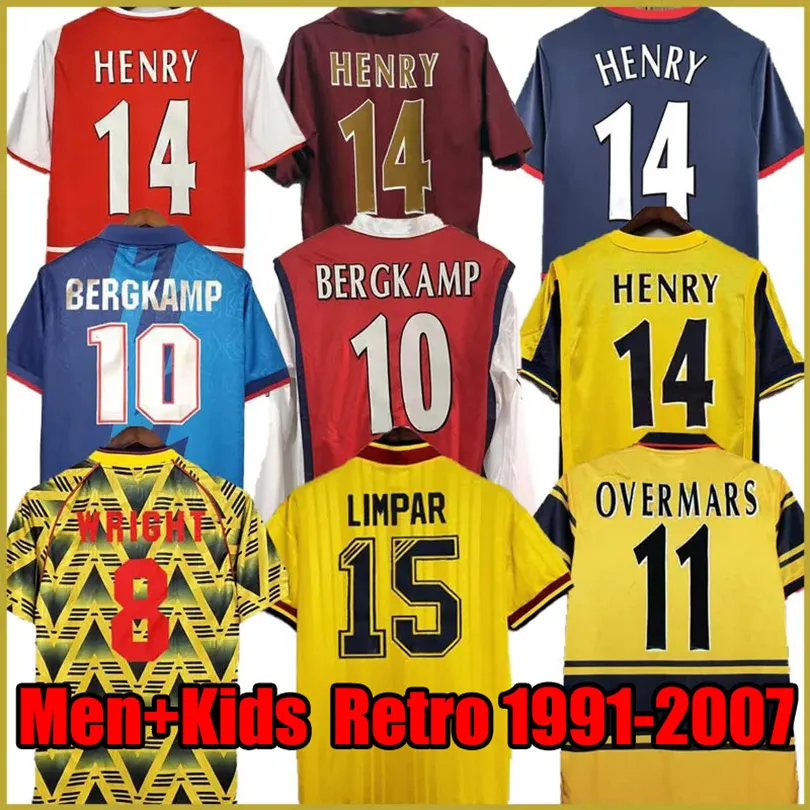 Arsen Retro Soccer Jersey HENRY HIGHBURY Home Away Mangas Compridas Camisas de Futebol BERGKAMP VIEIRA REYES ADAMS GALLA WRIGHT 91 92 98 99 01 02 04 05 06 07