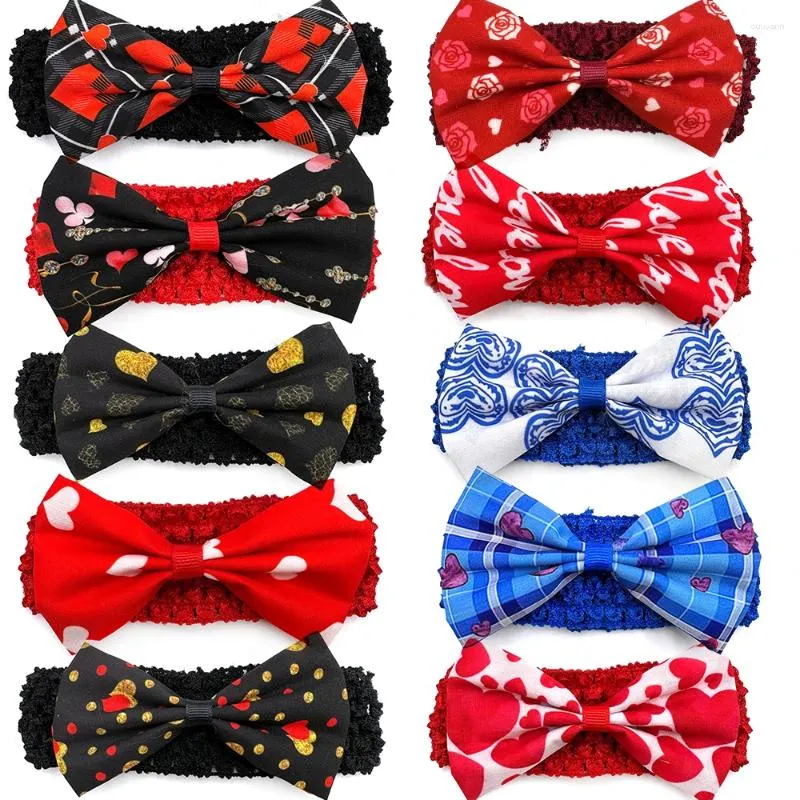 Vêtements pour chiens 30/50pcs Accessoires de collier pour animaux de compagnie Petit Moyen Grand Noeud papillon avec bande élastique pour les vacances de la Saint-Valentin