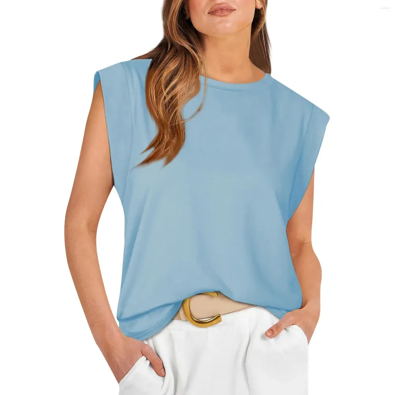 Koszulki damskie kamizelka za kamizelkę dla kobiet bawełniana okrągła szyja kolorowy podstawowy podkład bez rękawów