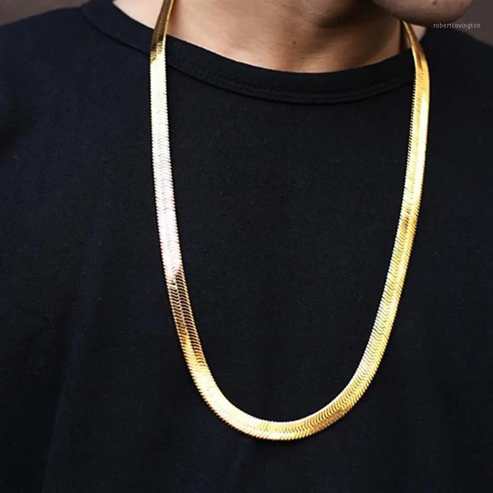 Kedjor Hip Hop 75 cm HerringBone Chain Fashion Style 30in Snake Golden Halsband smycken för Bar Club Male Female Gift1269U