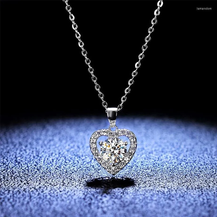 Pendant Necklaces Real Moissanite Diamond Necklace 1ct D Color 925 Sterling Silver Heart Wedding Jewelry For Women PE017Pendant191Q