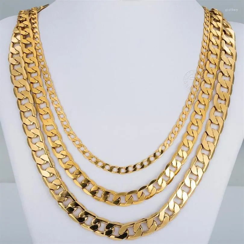 Chaînes Mode Cadeau Gold Chain Colliers pour hommes Femmes Bijoux Mens Collier Rempli Curb Cuban Link268B