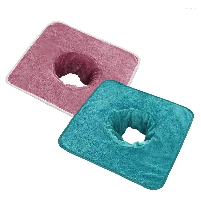 Handtuch 1pc Verdickte Schönheit Spa Massage Tisch Beplankung Gesicht Mit Loch Bett Bandana Kosmetische Handtücher Wärmer Für 35X35CM