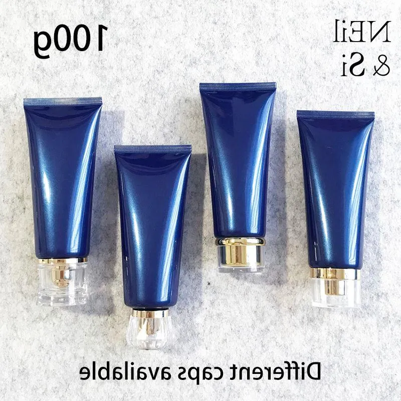 100 ml bleu vide en plastique contenant cosmétique 100 g lotion pour le visage tube à presser crème pour les mains anti-cernes bouteille de voyage livraison gratuite Dpqkd