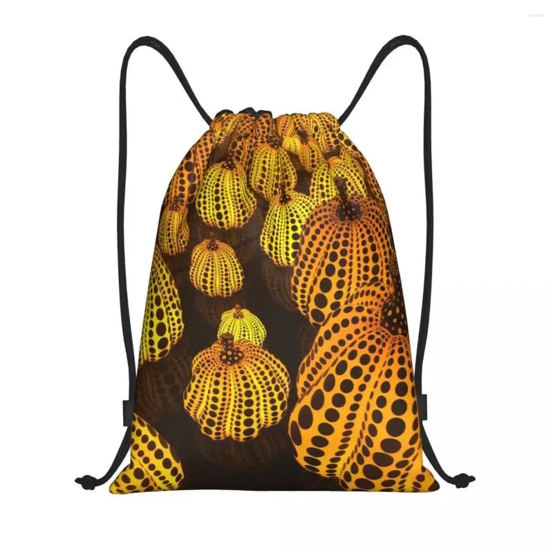 Borse per la spesa Arte astratta Yayoi Kusama Zucca con coulisse Donna Uomo Pieghevole Sport Palestra Zaino Zaini portaoggetti per allenamento estetico