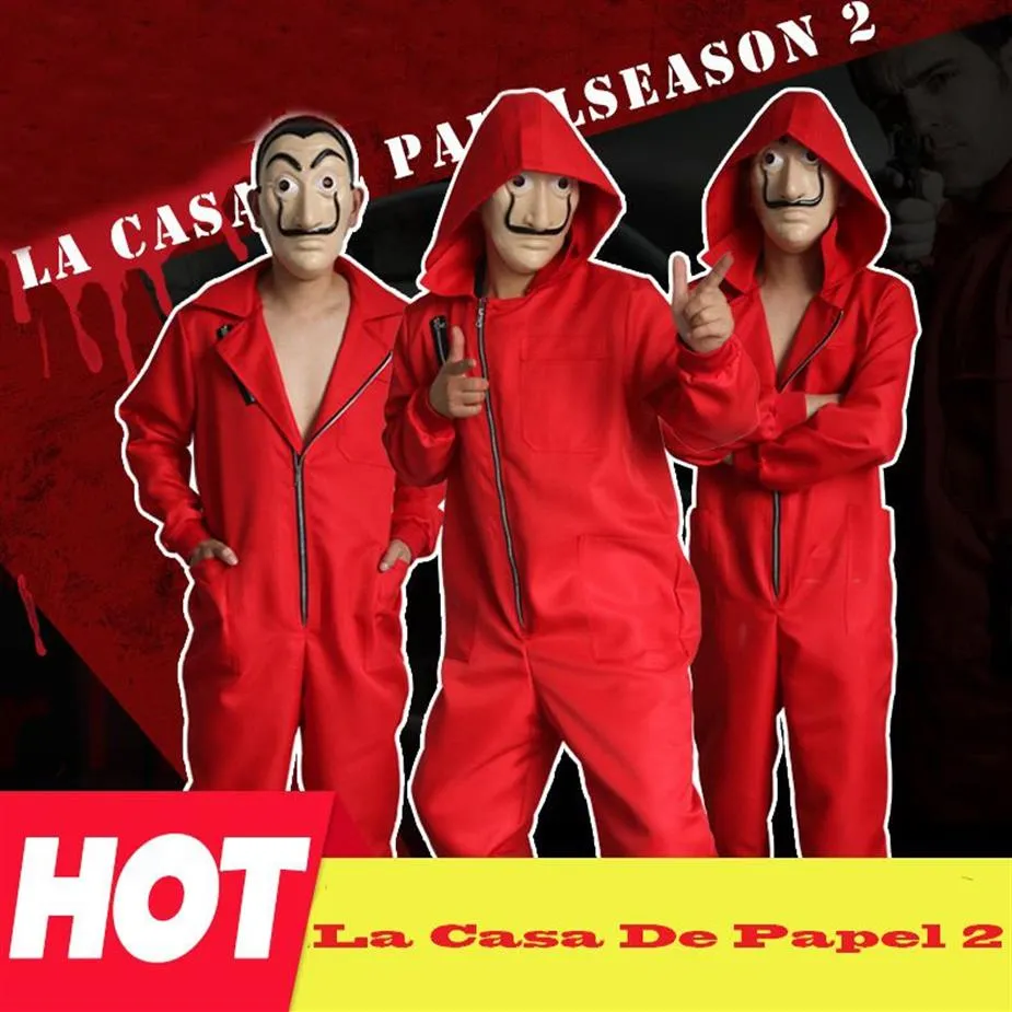 Segunda temporada filme traje roubo de dinheiro a casa de papel la casa de papel cosplay trajes originais do filme espanhol com máscara facial3137