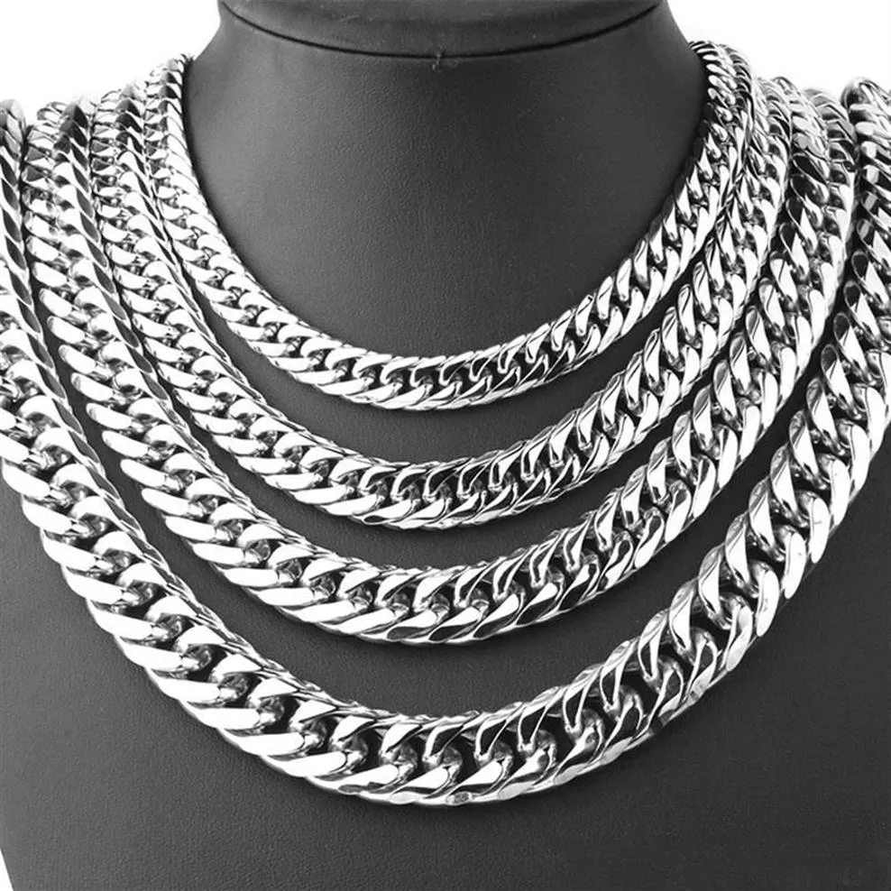 Halsband Mens Big Long Chainstainless Steel Silver Halsband Male Accessories Neckkedjor smycken på Fashion Steampunk186m