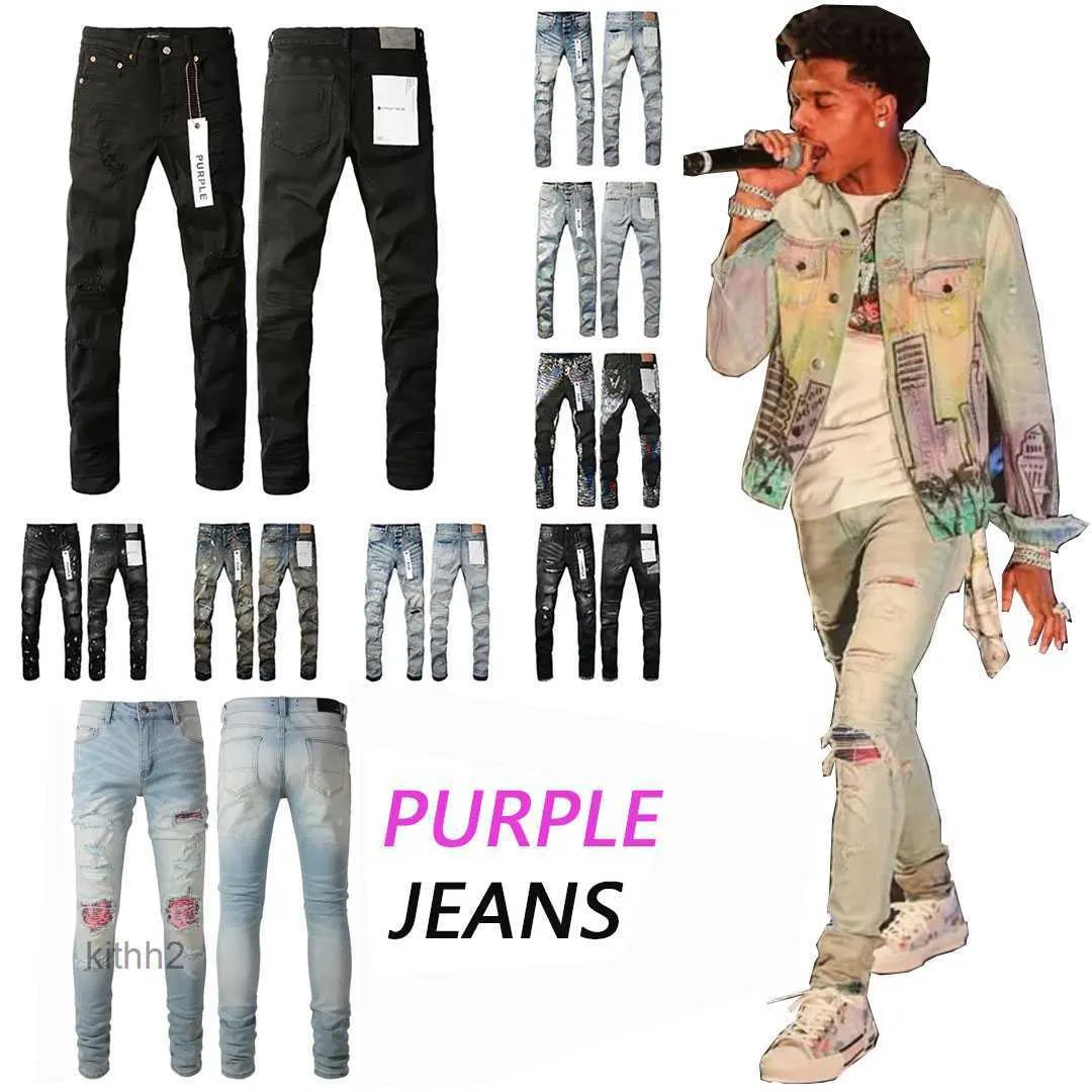 Jeans da uomo di marca con lettera stampata slim fit alla moda e lussuoso da indossare su strada di design impilato dimensioni PTIC