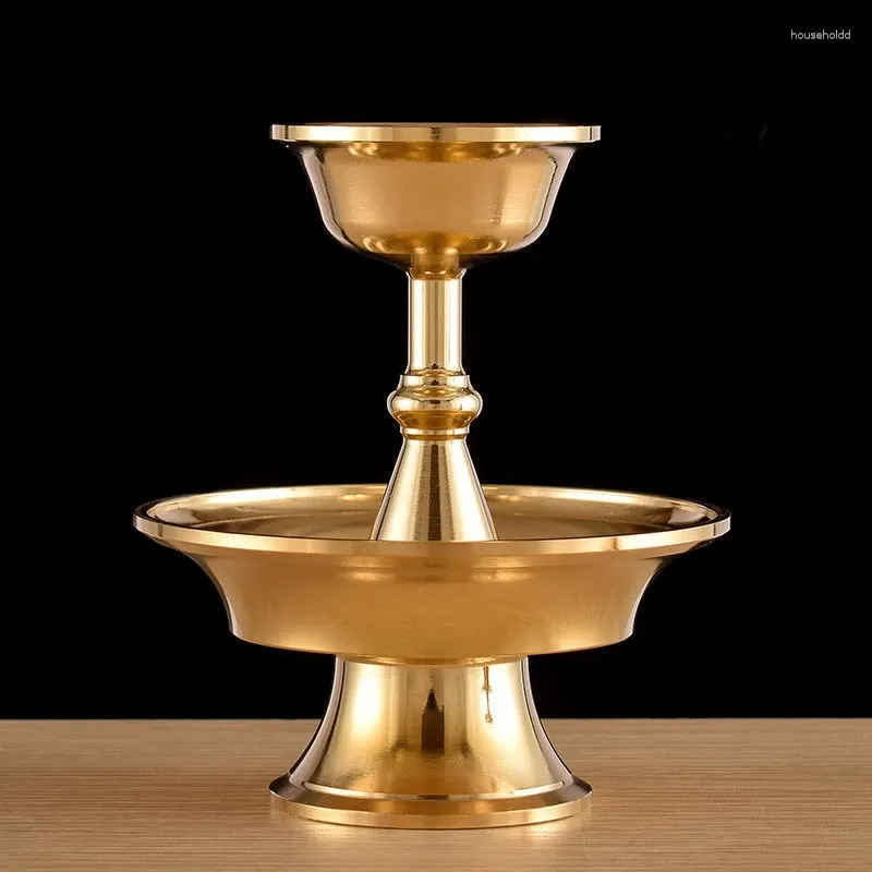 Dekorativa figurer Gold Guardian Cup Buddhist Copper Hantverk Polering Tibetansk möblering Tribute Buddhism Holy Water Plate Home Gift