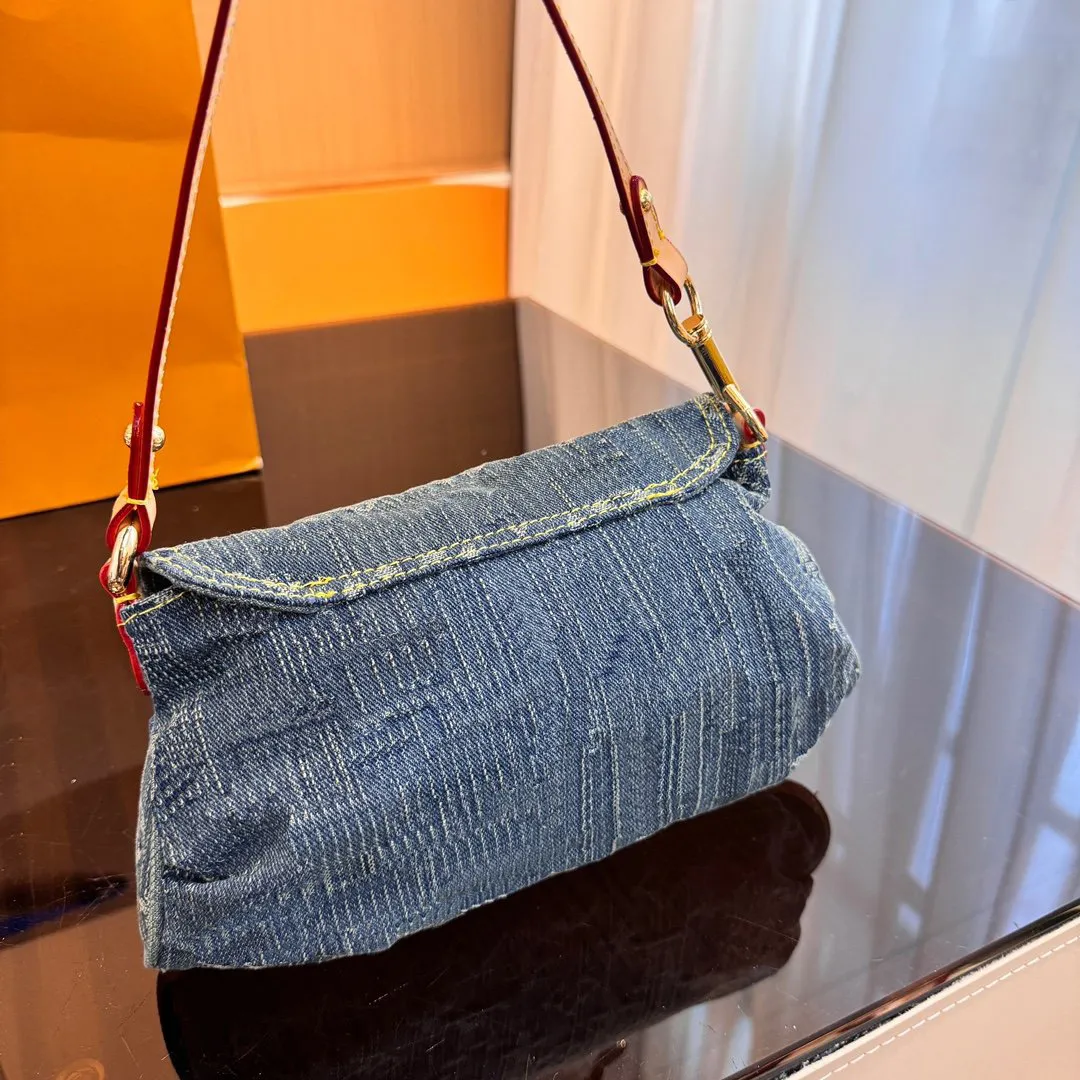 Vintage Denim Designer Shoulder Bag: Luxury Retro Style For