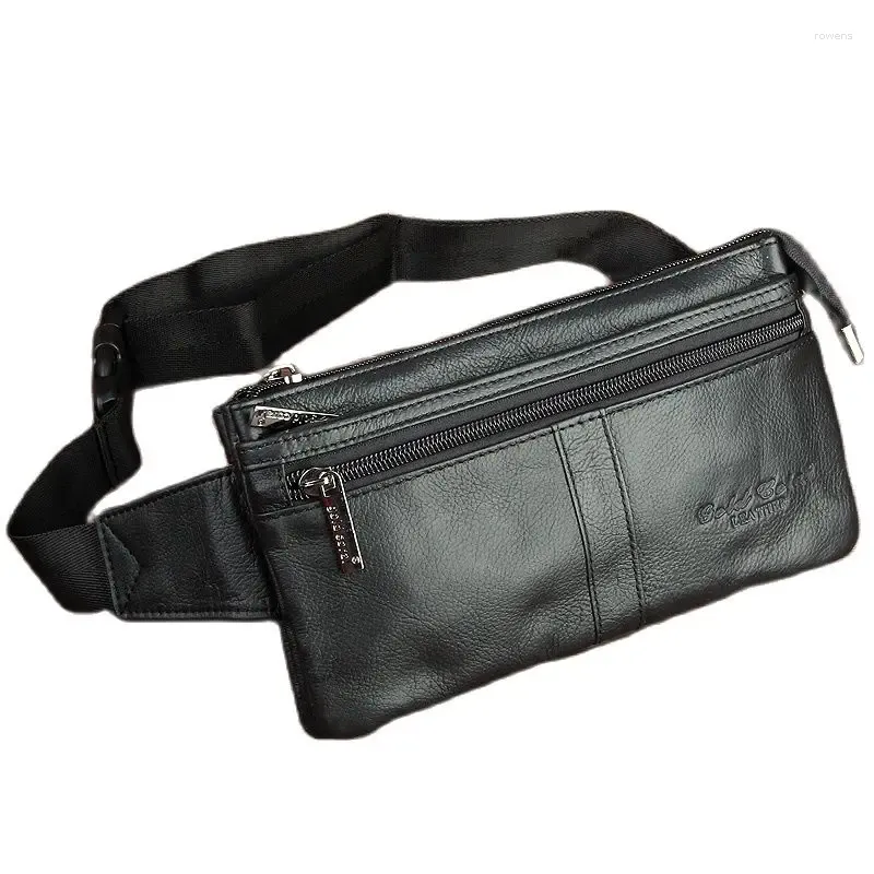 Sacs de taille Style véritable cuir de vachette petit pour hommes Mans ceinture portefeuilles noirs classiques mâle Fanny