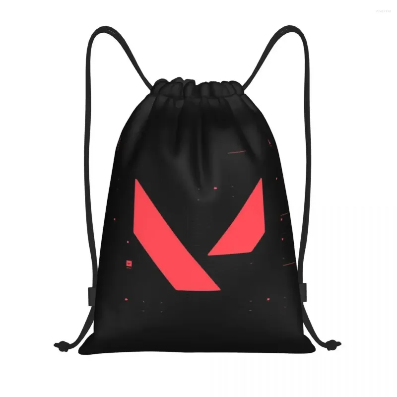 Borse per la spesa Valorant Glitchy Tech Zaino con coulisse Donna Uomo Sport Gym Sackpack Sacca da allenamento per videogiochi portatile