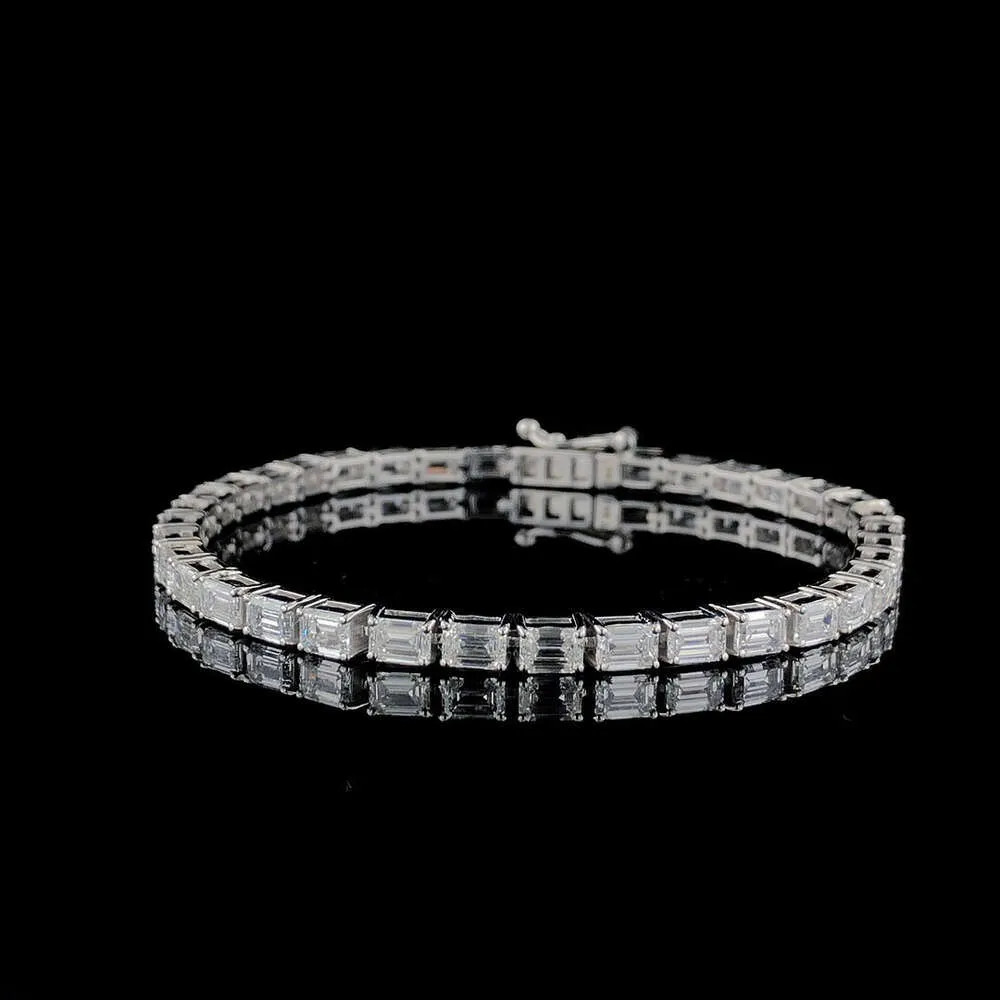 Bracelet de chaîne de Tennis pour femmes, diamant cultivé en laboratoire, nouvelle mode, or massif 18 carats, taille émeraude, Bracelets de Tennis de mariage