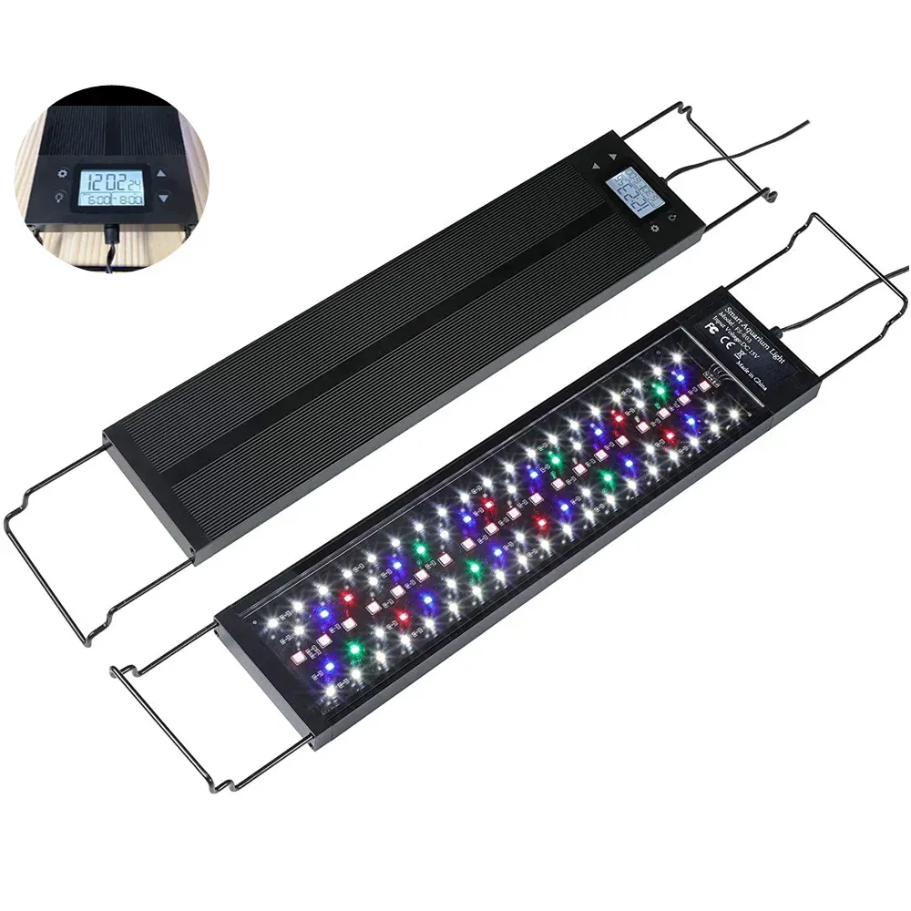 Oświetlenie Timmeraquarium LED LED Lampka sterująca Dimmer Full Spectrum do wzrostu roślin Sunrise Sunset Marine Fish Tank Light RGB 110V 220V