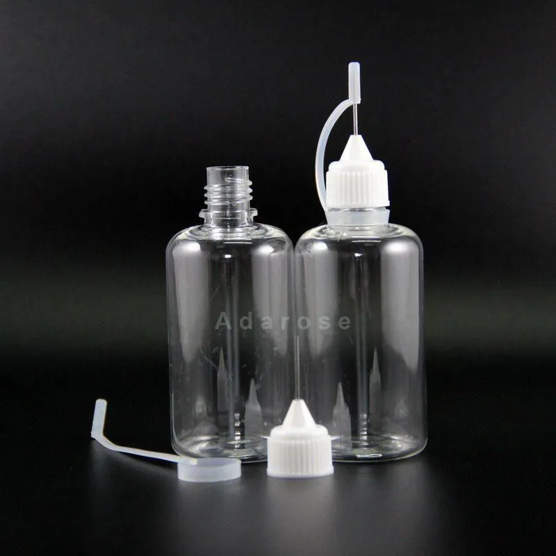 50ml 100pcs pet conta-gotas garrafa de metal ponta da agulha tampa alta transparente garrafas conta-gotas espremer vapor e cig rrgfq ncstf