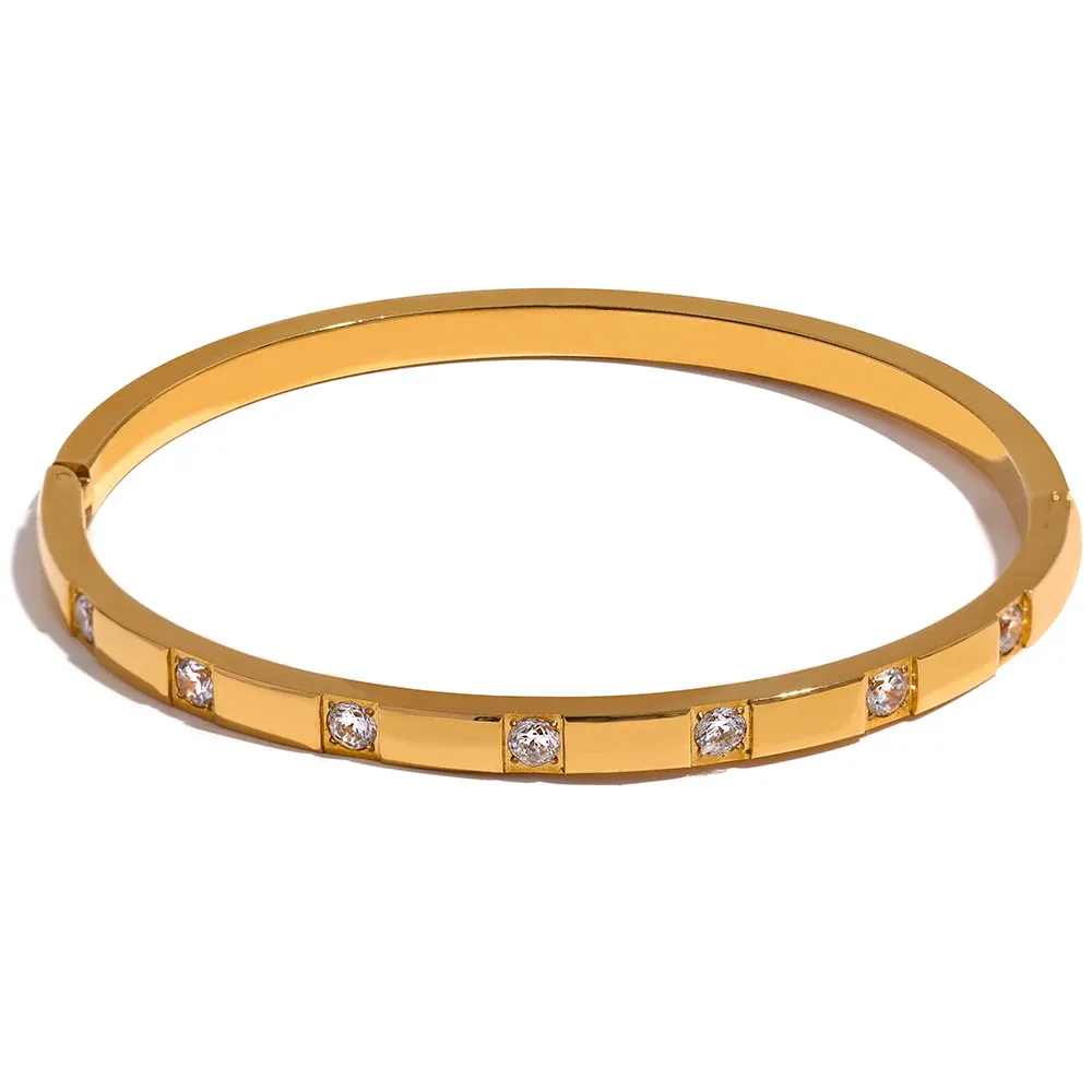 Stijlvolle zirconia 14k geel gouden polsarmband waterdichte sieraden voor dames charme mode