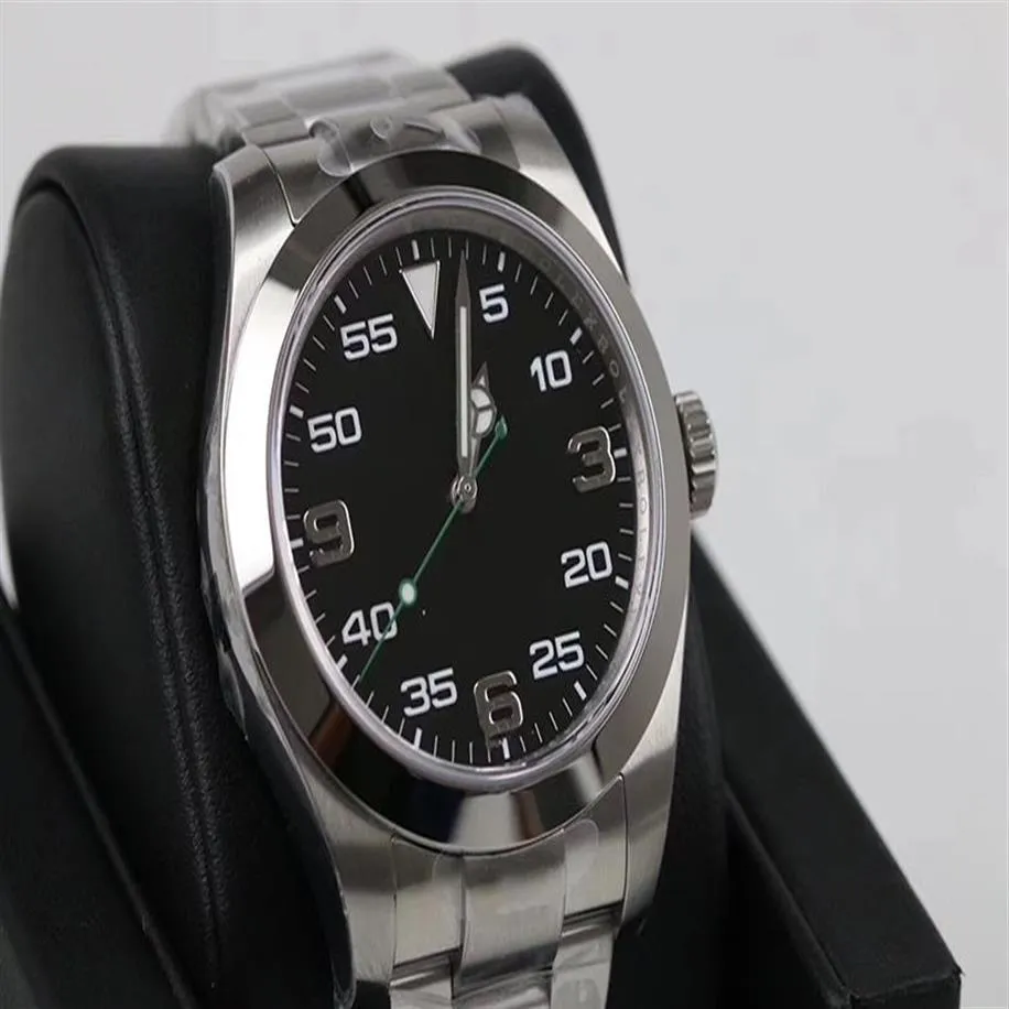 2020 New Style Ro Automatic 2813 Movement Air King Men watch Black Dial 316 Stainless Band Male watch Monor Hemmo240m