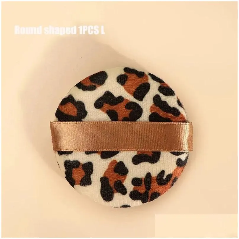 Spugne Applicatori Spugne per trucco in cotone Leopard Soft Veet Triangle Puff Cipria in polvere P Forma rotonda Fondotinta cosmetico grande Sp Otzla