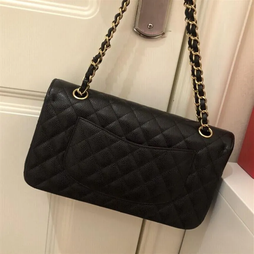 Borse di alta qualità più basse borse da donna classiche borsa da donna media singola doppia tracolla borsa da donna in vera pelle patta da 25 cm 295O