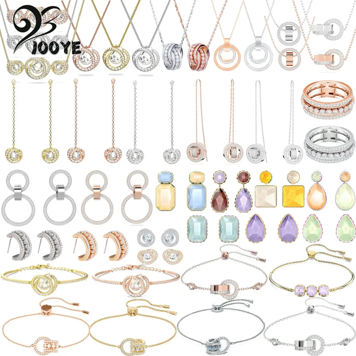 Kettingen 2024 Nieuwe trend Originele fijne sieraden Set Charm Fashion Gold Silver Oostenrijks Crystal verstelbaar kettingcadeau voor vrouwen met logo