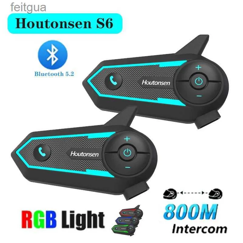 Talkie Walkie 1/2 pièces Houtonsen S6 casque de moto casque Bluetooth lumière RGB pour 2 coureurs Interphone duplex intégral IP67 étanche mains libres YQ240130