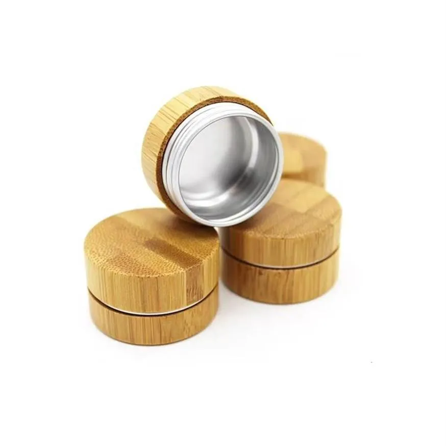 Pot cosmétique en bambou biodégradable pour soins de la peau écologiques recyclés avec couvercle en aluminium Pot à crème en bambou en aluminium intérieur 10g Bouteilles de stockage 339S