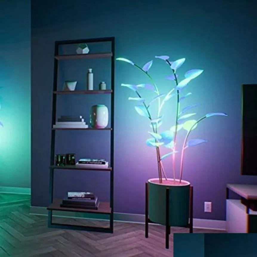 Couronnes de fleurs décoratives La plante d'intérieur à LED magique Couleur d'intérieur Plante verte lumineuse Décoration en plastique pour la maison Beautif Fast D Dhvld