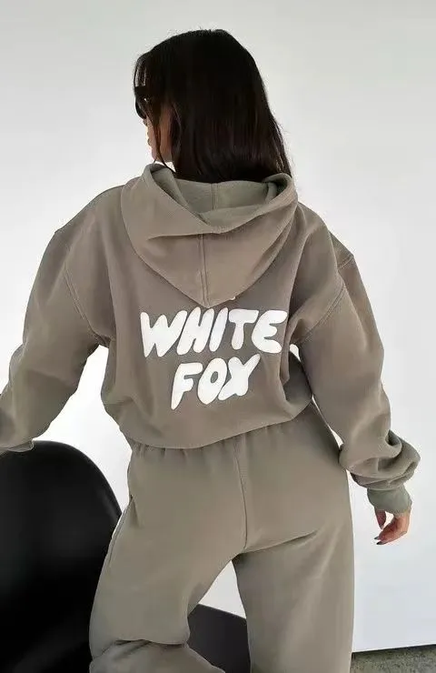 Дизайнерские спортивные костюмы White Fox Женские мужские весенние осенние зимние новые толстовки с капюшоном Модный спортивный пуловер с длинными рукавами с капюшоном Бегуны 12 цветов Afm2