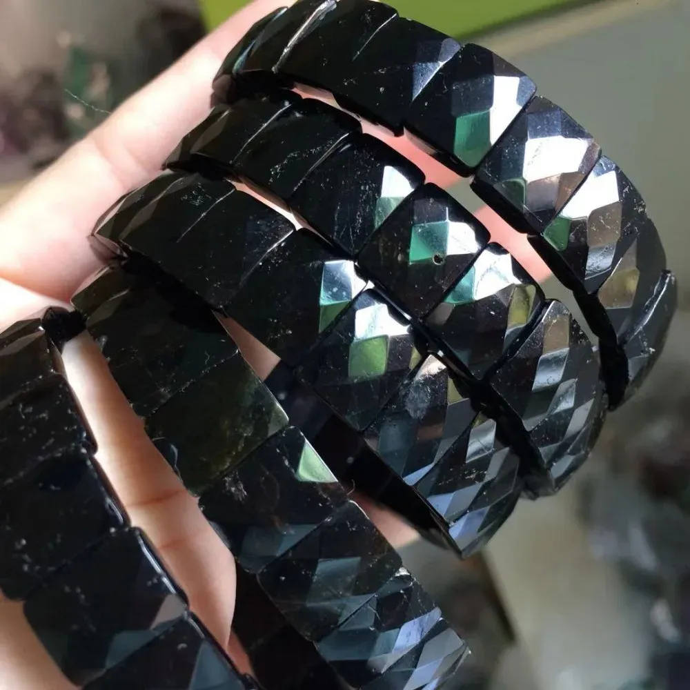 Bracelet en alliage de perles de Tourmaline noire, en pierre d'énergie naturelle, bijoux en pierres précieuses pour femmes, cadeau, vente en gros!