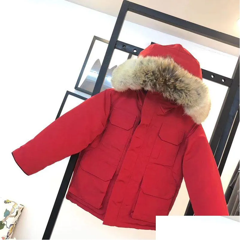 Down Coat Winter Kids Jacket Boy Girl Baby Ytterkläder Varma Greatcoat Jackets Hooded Sportswear Outdoor Classic Wrap 5 Colors 100-150 Dr Otwtd