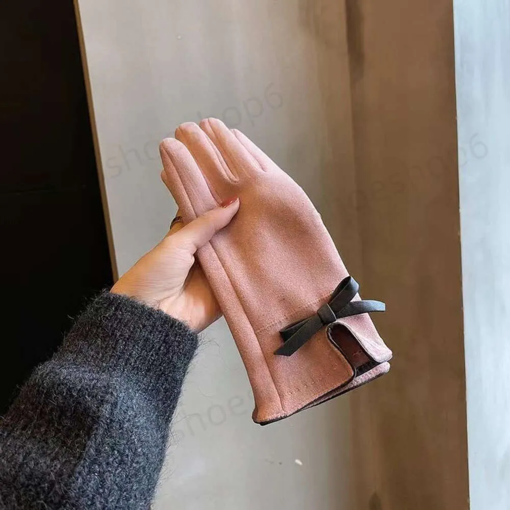 Gants à cinq doigts pour femmes hiver chaud équitation version coréenne avec polaire épaissie coupe-vent écran tactile hiver daim velours étudiant cadeau YY