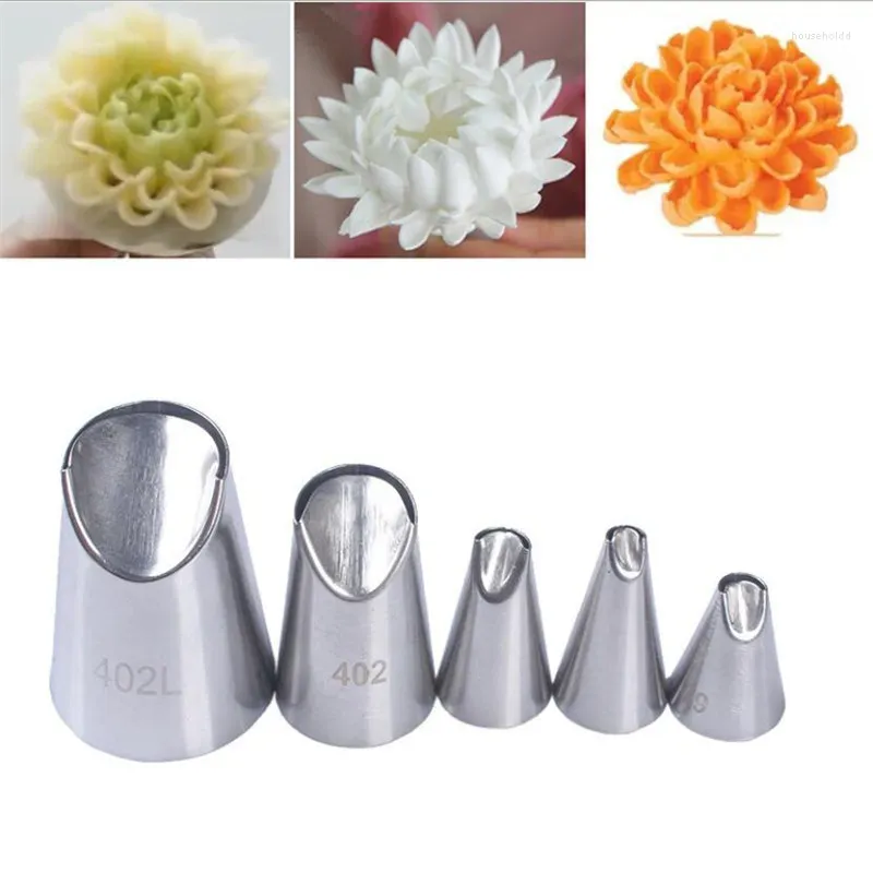 Bakningsverktyg 5st Chrysanthemum Munstycke Ising Piping Pastry Nozles Tips Kök Gadget Tillbehör som gör Cake Decoration