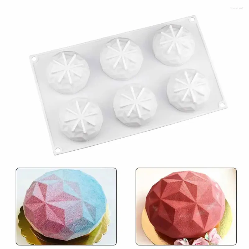 Moldes de cozimento 6 cavidade diamante forma 3d molde de silicone para bolo sobremesa pastelaria ferramenta decoração de casamento